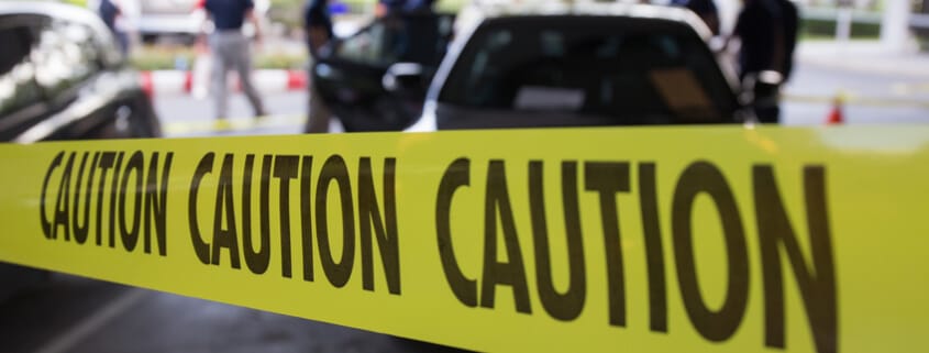 caution accident scene