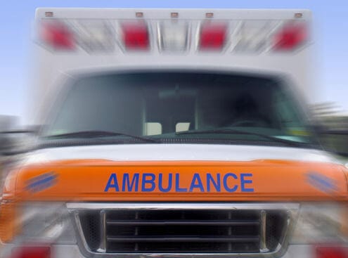 ambulance arrives at accident scene